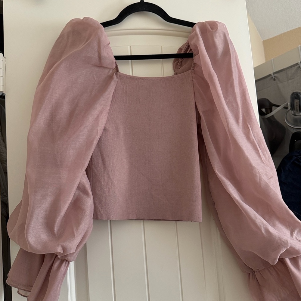 Zara Dusty Pink Puff Sleeve Blouse